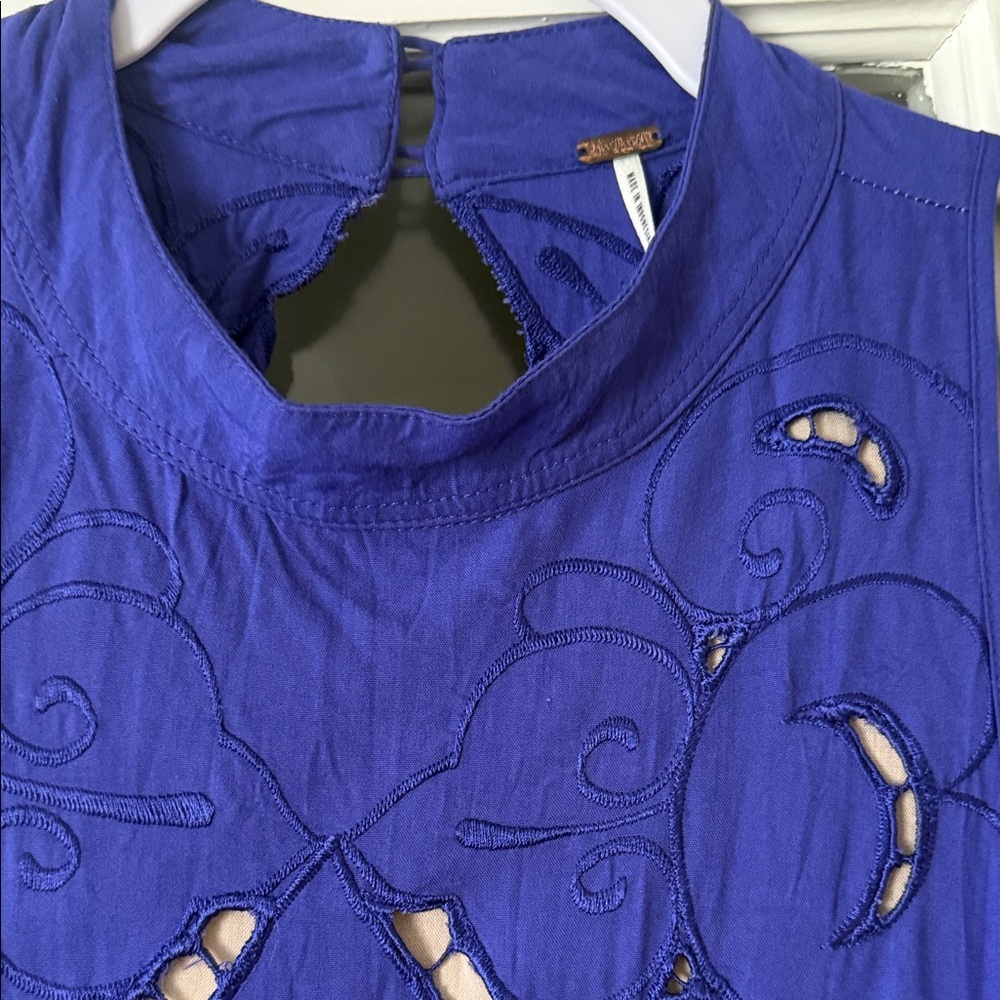 Free People purple/Royal Blue Sleeveless Cutout Embroidered Dress - Picture 3 of 8